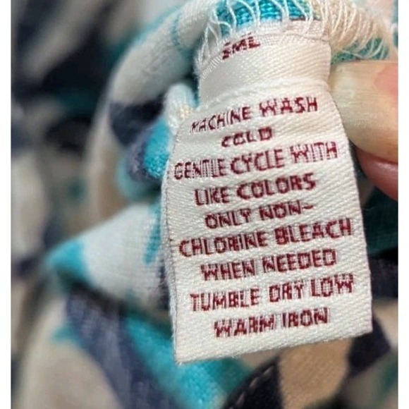 JM Collection Top Womens 16 Floral Print 100% Linen Button Up 3/4 Tie Sleeve - Picture 7 of 7